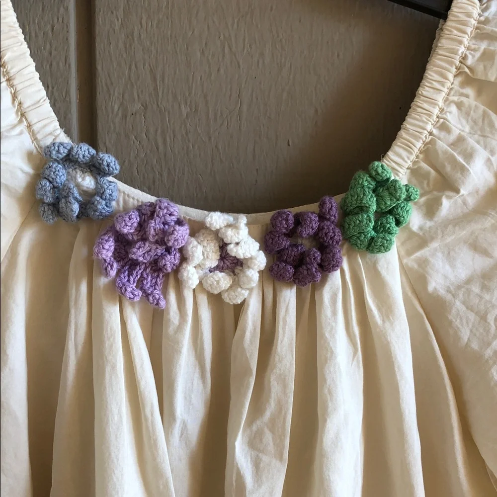 Zara Kids Dress with Floral Embroidery - Cream